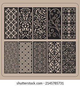 Decorative Panel Laser Cut Set. Vector Motif Collection translate Set Potong Laser Dekoratif Panel. Koleksi Motif Vektor .4