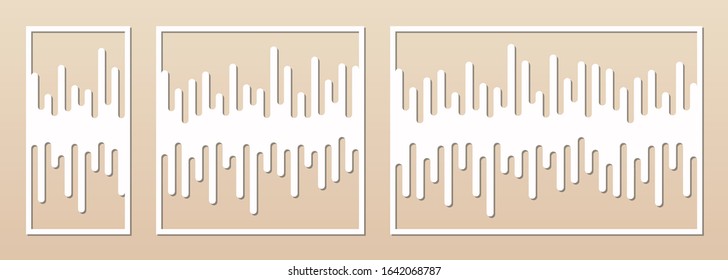 Decorative panel for laser cutting. Abstract geometric pattern, liquid lines. Laser cut template for wood, metal, engraving, fretwork, carving. Aspect ratio 1:1, 3:2, 1:2. Modern minimal design