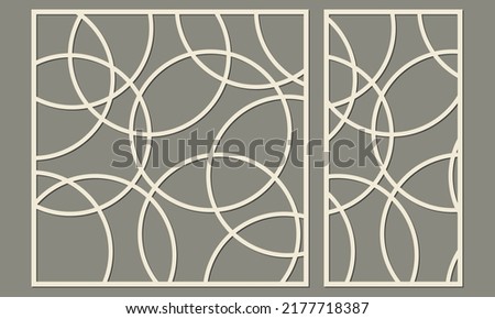 Decorative panel, laser cutting. Abstract geometric pattern of round shape and lines. Template for cutting plywood, wood, paper, cardboard and metal.