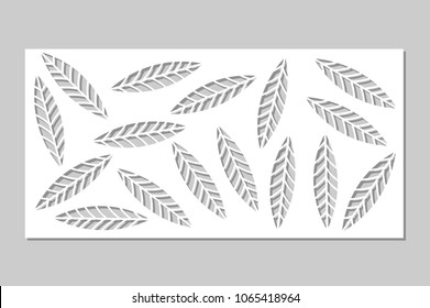 Decorative panel for laser cutting. Art silhouette design. Ratio 1:2. Vector illustration.