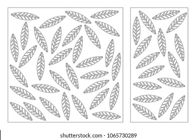 Decorative panel for laser cutting. Art silhouette design. Ratio 1:2, 1:1. Vector illustration.