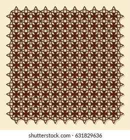 Decorative panel for laser cutting. Classic square mosaic pattern. The ratio is 1: 1. Vector illustration.
