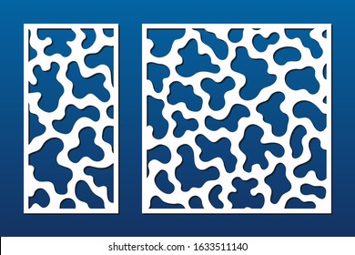 Decorative panel for laser cutting. Cutout silhouette with abstract geometric pattern, smooth organic shapes. Laser cut stencil for wood, metal, engraving, fretwork, carving. Aspect ratio 1:2, 1:1
