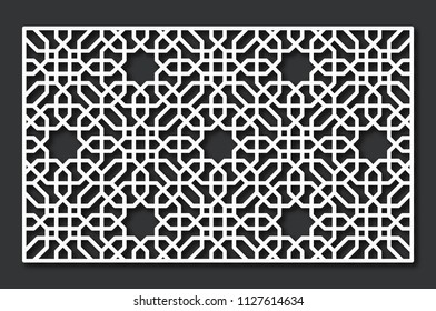 Decorative panel. Laser cutting, die cutting or stencil. Oriental geometric pattern.