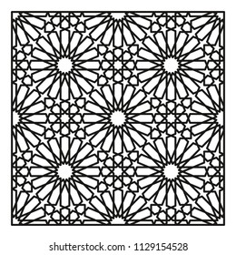 Decorative panel. Laser cutting, die cutting or stencil. Oriental geometric pattern.