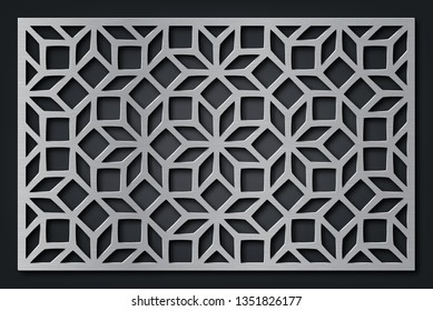  Panel decorativo. Corte por láser, corte por muelles o esténcil. Patrón geométrico oriental.