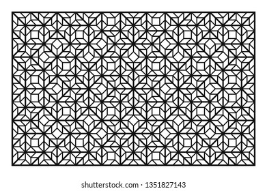 Decorative panel. Laser cutting, die cutting or stencil. Oriental geometric pattern.