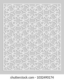 Decorative panel for laser cutting. Geometric ornament for wedding invitation, envelope, greeting or business cards, Template for paper cut, printing, engraving wood, metal. Stencil manufacturing