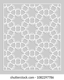 Decorative panel for laser cutting. Geometric ornament for wedding invitation, envelope, greeting or business cards, Template for paper cut, printing, engraving wood, metal. Stencil manufacturing