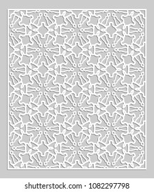 Decorative panel for laser cutting. Geometric ornament for wedding invitation, envelope, greeting or business cards, Template for paper cut, printing, engraving wood, metal. Stencil manufacturing