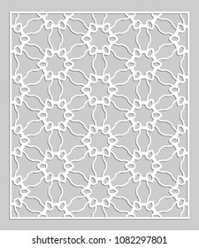 Decorative panel for laser cutting. Geometric ornament for wedding invitation, envelope, greeting or business cards, Template for paper cut, printing, engraving wood, metal. Stencil manufacturing