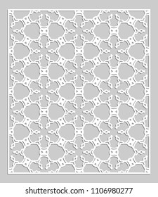Decorative panel for laser cutting. Geometric ornament for wedding invitation, envelope, greeting or business cards, Template for paper cut, printing, engraving wood, metal. Stencil manufacturing
