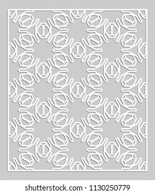 Decorative panel for laser cutting. Geometric ornament for wedding invitation, envelope, greeting or business cards, Template for paper cut, printing, engraving wood, metal. Stencil manufacturing