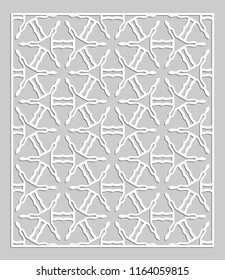Decorative panel for laser cutting. Geometric ornament for wedding invitation, envelope, greeting or business cards, Template for paper cut, printing, engraving wood, metal. Stencil manufacturing