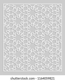 Decorative panel for laser cutting. Geometric ornament for wedding invitation, envelope, greeting or business cards, Template for paper cut, printing, engraving wood, metal. Stencil manufacturing