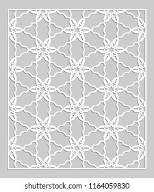 Decorative panel for laser cutting. Geometric ornament for wedding invitation, envelope, greeting or business cards, Template for paper cut, printing, engraving wood, metal. Stencil manufacturing