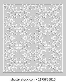 Decorative panel for laser cutting. Geometric ornament for wedding invitation, envelope, greeting or business cards, Template for paper cut, printing, engraving wood, metal. Stencil manufacturing