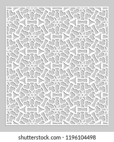 Decorative panel for laser cutting. Geometric ornament for wedding invitation, envelope, greeting or business cards, Template for paper cut, printing, engraving wood, metal. Stencil manufacturing