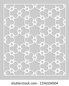 Decorative panel for laser cutting. Geometric ornament for wedding invitation, envelope, greeting or business cards, Template for paper cut, printing, engraving wood, metal. Stencil manufacturing