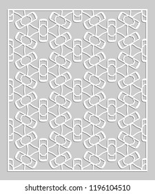 Decorative panel for laser cutting. Geometric ornament for wedding invitation, envelope, greeting or business cards, Template for paper cut, printing, engraving wood, metal. Stencil manufacturing