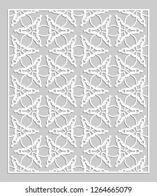 Decorative panel for laser cutting. Geometric ornament for wedding invitation, envelope, greeting or business cards, Template for paper cut, printing, engraving wood, metal. Stencil manufacturing