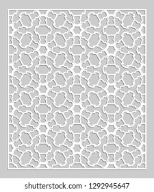 Decorative panel for laser cutting. Geometric ornament for wedding invitation, envelope, greeting or business cards, Template for paper cut, printing, engraving wood, metal. Stencil manufacturing