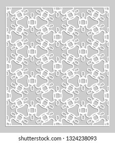 Decorative panel for laser cutting. Geometric ornament for wedding invitation, envelope, greeting or business cards, Template for paper cut, printing, engraving wood, metal. Stencil manufacturing