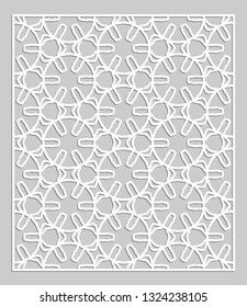 Decorative panel for laser cutting. Geometric ornament for wedding invitation, envelope, greeting or business cards, Template for paper cut, printing, engraving wood, metal. Stencil manufacturing