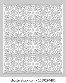Decorative panel for laser cutting. Geometric ornament for wedding invitation, envelope, greeting or business cards, Template for paper cut, printing, engraving wood, metal. Stencil manufacturing