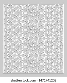 Decorative panel for laser cutting. Geometric ornament for wedding invitation, envelope, greeting or business cards, Template for paper cut, printing, engraving wood, metal. Stencil manufacturing
