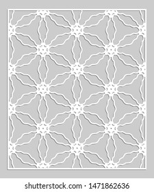 Decorative panel for laser cutting. Geometric ornament for wedding invitation, envelope, greeting or business cards, Template for paper cut, printing, engraving wood, metal. Stencil manufacturing