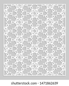 Decorative panel for laser cutting. Geometric ornament for wedding invitation, envelope, greeting or business cards, Template for paper cut, printing, engraving wood, metal. Stencil manufacturing