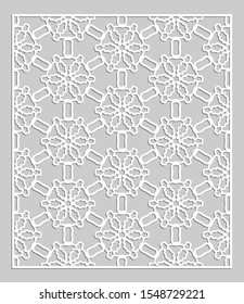 Decorative panel for laser cutting. Geometric ornament for wedding invitation, envelope, greeting or business cards, Template for paper cut, printing, engraving wood, metal. Stencil manufacturing