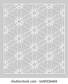 Decorative panel for laser cutting. Geometric ornament for wedding invitation, envelope, greeting or business cards, Template for paper cut, printing, engraving wood, metal. Stencil manufacturing