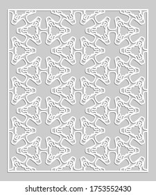 Decorative panel for laser cutting. Geometric ornament for wedding invitation, envelope, greeting or business cards, Template for paper cut, printing, engraving wood, metal. Stencil manufacturing