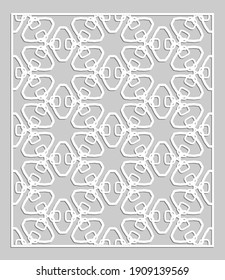 Dekorative Platte zum Laserschneiden. Geometrisches Ornament für Hochzeitseinladung, Umschlag, Grußkarten oder Visitenkarten, Vorlage für Papierschnitt, Drucken, Gravieren von Holz, Metall. Herstellung von Stencil