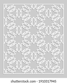 Panel decorativo para corte láser. Ornamento geométrico para invitación de boda, sobre, saludo o tarjetas de visita, Plantilla para corte de papel, impresión, grabado de madera, metal. Fabricación de tenedores