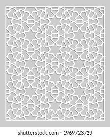Panel decorativo para corte láser. Ornamento geométrico para invitación de boda, sobre, saludo o tarjetas de visita, Plantilla para corte de papel, impresión, grabado de madera, metal. Fabricación de tenedores