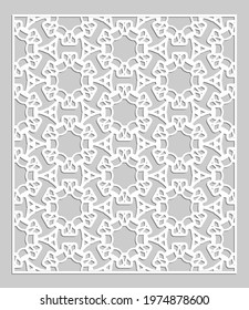Decorative panel for laser cutting. Geometric ornament for wedding invitation, envelope, greeting or business cards, Template for paper cut, printing, engraving wood, metal. Stencil manufacturing
