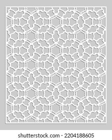 Decorative panel for laser cutting. Geometric ornament for wedding invitation, envelope, greeting or business cards, Template for paper cut, printing, engraving wood, metal. Stencil manufacturing