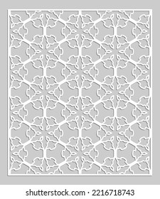 Dekorative Platte zum Laserschneiden. Geometrisches Ornament für Hochzeitseinladung, Umschlag, Grußkarten oder Visitenkarten, Vorlage für Papierschnitt, Drucken, Gravieren von Holz, Metall. Herstellung von Stencil