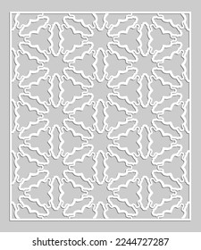 Decorative panel for laser cutting. Geometric ornament for wedding invitation, envelope, greeting or business cards, Template for paper cut, printing, engraving wood, metal. Stencil manufacturing