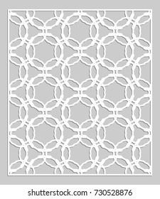 Decorative panel for laser cutting. Geometric ornament for wedding invitation, envelope, greeting or business cards, Template for paper cut, printing, engraving wood, metal. Stencil manufacturing