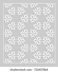 Decorative panel for laser cutting. Geometric ornament for wedding invitation, envelope, greeting or business cards, Template for paper cut, printing, engraving wood, metal. Stencil manufacturing