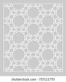 Decorative panel for laser cutting. Geometric ornament for wedding invitation, envelope, greeting or business cards, Template for paper cut, printing, engraving wood, metal. Stencil manufacturing