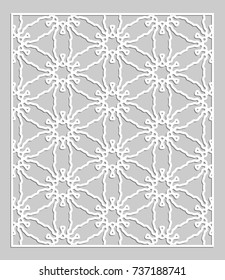 Decorative panel for laser cutting. Geometric ornament for wedding invitation, envelope, greeting or business cards, Template for paper cut, printing, engraving wood, metal. Stencil manufacturing