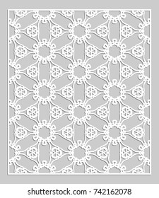 Decorative panel for laser cutting. Geometric ornament for wedding invitation, envelope, greeting or business cards, Template for paper cut, printing, engraving wood, metal. Stencil manufacturing
