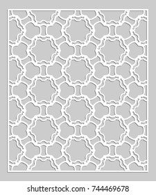 Decorative panel for laser cutting. Geometric ornament for wedding invitation, envelope, greeting or business cards, Template for paper cut, printing, engraving wood, metal. Stencil manufacturing