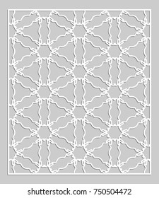 Decorative panel for laser cutting. Geometric ornament for wedding invitation, envelope, greeting or business cards, Template for paper cut, printing, engraving wood, metal. Stencil manufacturing