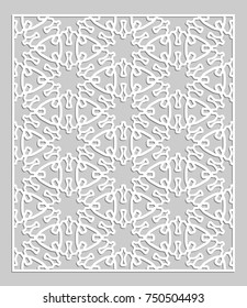 Decorative panel for laser cutting. Geometric ornament for wedding invitation, envelope, greeting or business cards, Template for paper cut, printing, engraving wood, metal. Stencil manufacturing